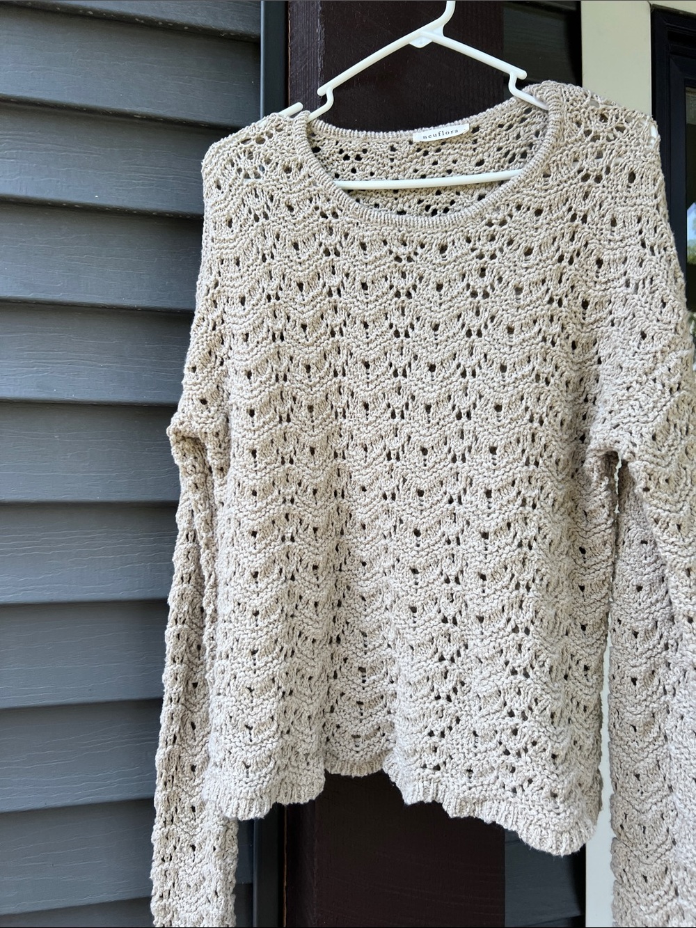 Open-Knit Cream Sweater - Casual Lightweight Pullover
